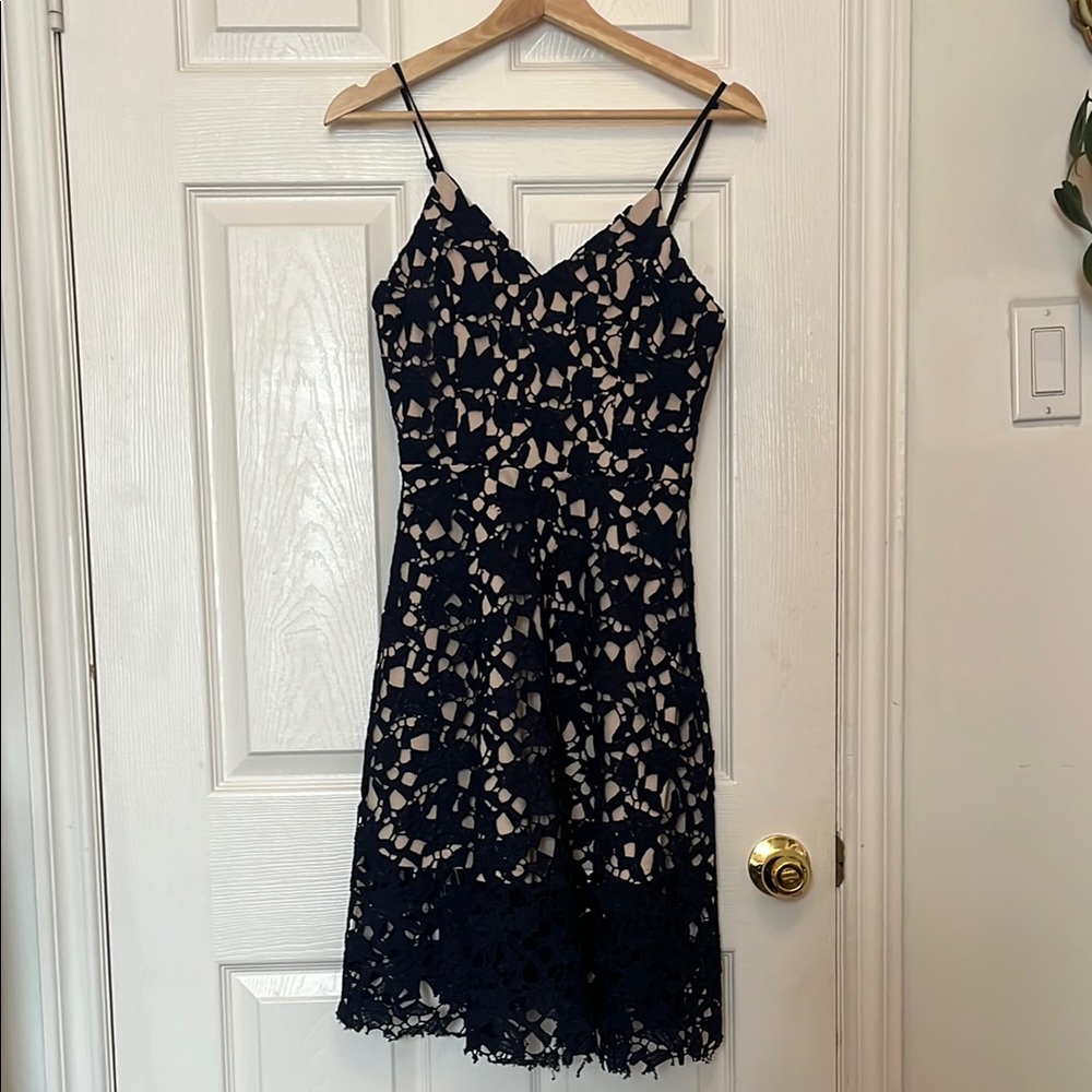 Elegant Navy Lace Dress